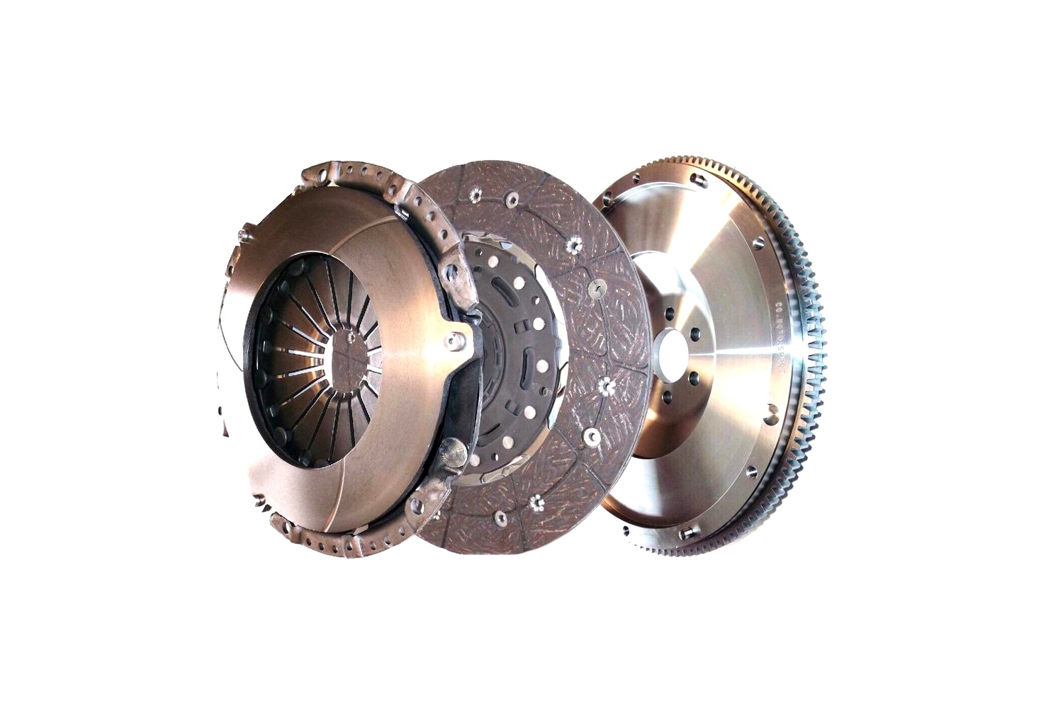 Il contrôle deux composants de l'embrayage, et à droite le volant moteur, qui est relié directement au vilebrequin