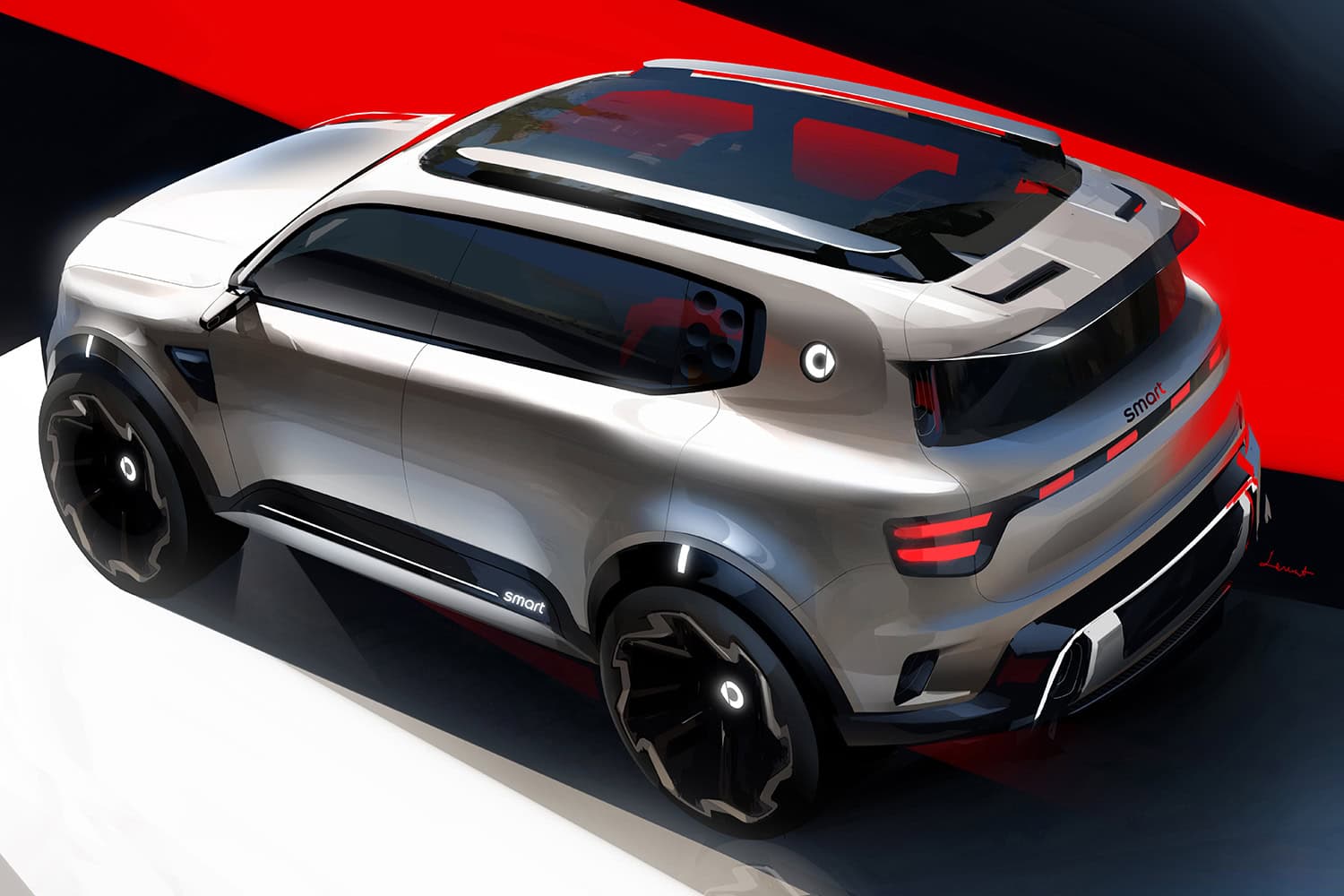 L'un des croquis qui ont constitué la base du smart #5