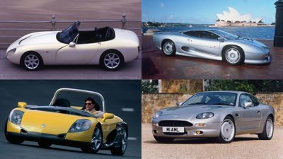 TVR Griffith, Jaguar XJ220, Aston Martin DB7 et Renault Sport Spider
