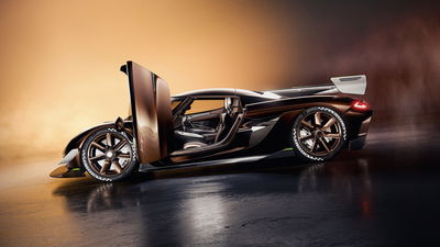 La Koenigsegg Sadair est une hypercar de 1603 ch du nom d'un cheval Lance de Koenigsegg Sadair - côté, portes ouvertes