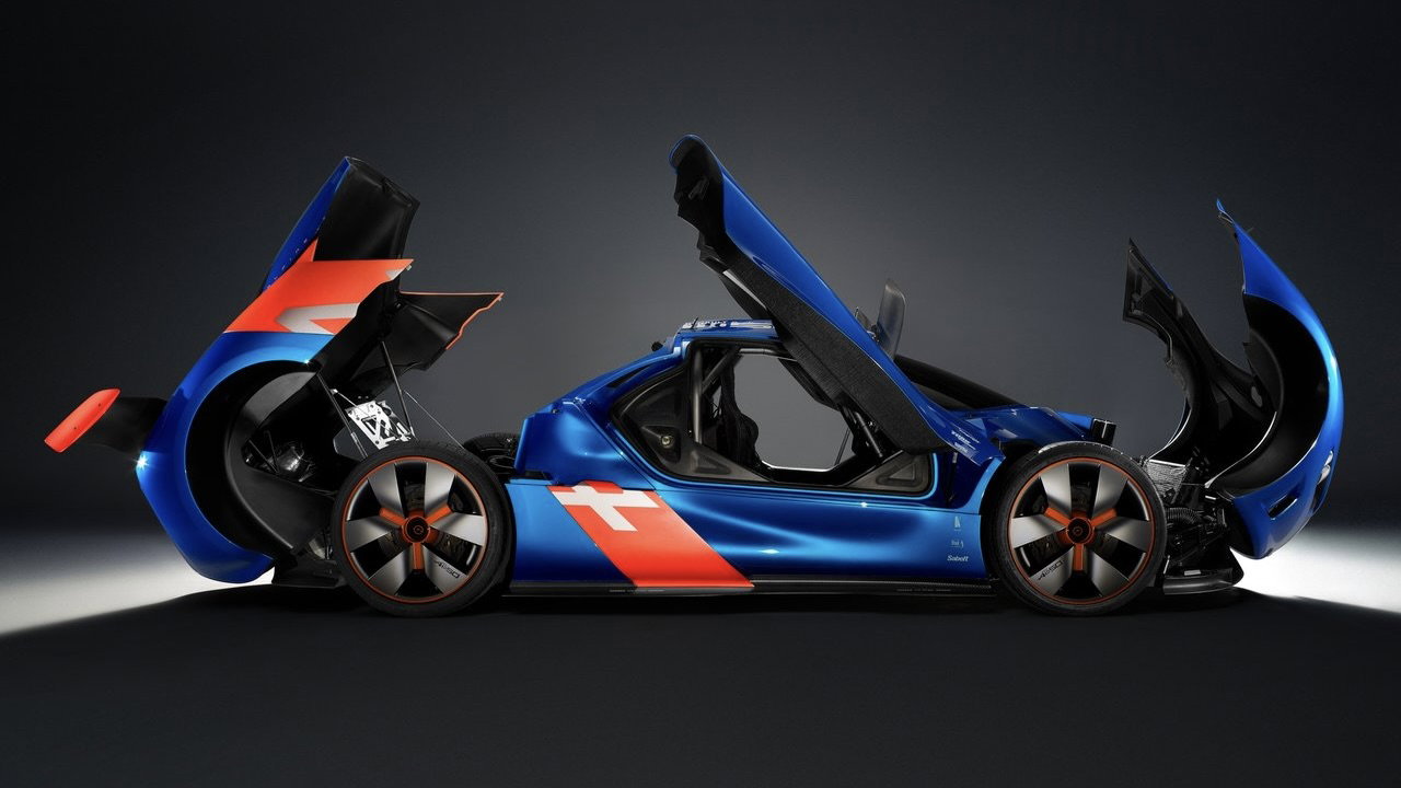 Renault Alpine A110-50 concept - côté, portes et coques ouvertes